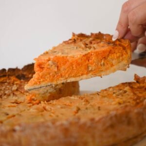 Tarta Calabaza, Cebolla caramelizada y Castañas de cajú